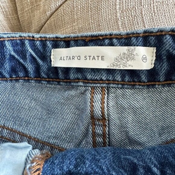 Altar'd State Light Blue Distressed Jean Shorts - Picture 2 of 6